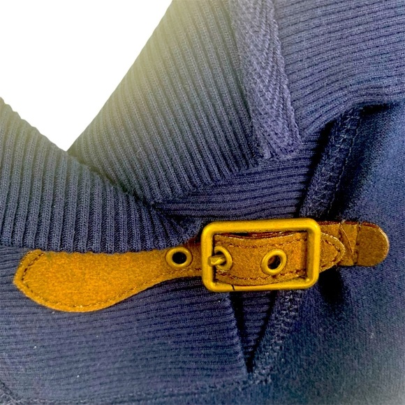 RALPH LAUREN Dress Sweatshirt Shift Buckle Vneck Transitional Minimalist Blue XL - Picture 6 of 12